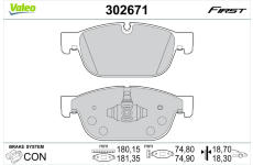 Sada brzdových destiček, kotoučová brzda VALEO 302671