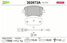 Sada brzdových destiček, kotoučová brzda VALEO 302673A
