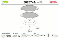 Sada brzdových destiček, kotoučová brzda VALEO 302674A