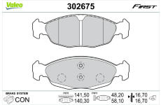 Sada brzdových destiček, kotoučová brzda VALEO 302675