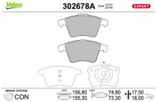 Sada brzdových destiček, kotoučová brzda VALEO 302678A
