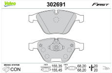 Sada brzdových destiček, kotoučová brzda VALEO 302691