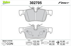 Sada brzdových destiček, kotoučová brzda VALEO 302705