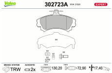 Sada brzdových destiček, kotoučová brzda VALEO 302723A