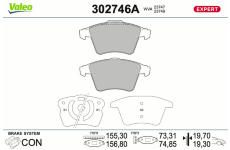 Sada brzdových destiček, kotoučová brzda VALEO 302746A