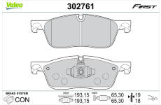 Sada brzdových destiček, kotoučová brzda VALEO 302761