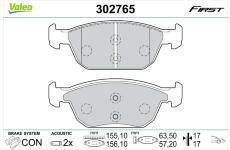 Sada brzdových destiček, kotoučová brzda VALEO 302765