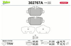 Sada brzdových destiček, kotoučová brzda VALEO 302767A