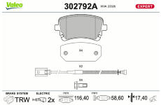 Sada brzdových destiček, kotoučová brzda VALEO 302792A