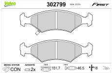Sada brzdových destiček, kotoučová brzda VALEO 302799