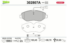 Sada brzdových destiček, kotoučová brzda VALEO 302807A