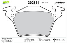 Sada brzdových destiček, kotoučová brzda VALEO 302834