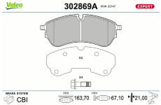 Sada brzdových destiček, kotoučová brzda VALEO 302869A