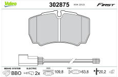 Sada brzdových destiček, kotoučová brzda VALEO 302875