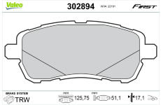 Sada brzdových destiček, kotoučová brzda VALEO 302894