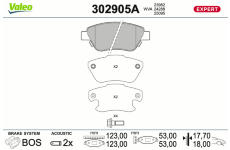 Sada brzdových destiček, kotoučová brzda VALEO 302905A
