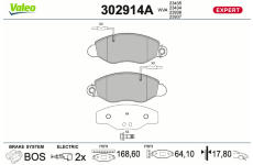 Sada brzdových destiček, kotoučová brzda VALEO 302914A