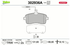 Sada brzdových destiček, kotoučová brzda VALEO 302936A