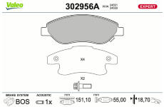 Sada brzdových destiček, kotoučová brzda VALEO 302956A