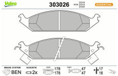Sada brzdových destiček, kotoučová brzda VALEO 303026