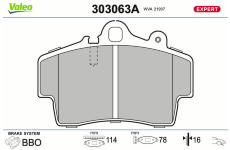 Sada brzdových destiček, kotoučová brzda VALEO 303063A