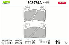Sada brzdových destiček, kotoučová brzda VALEO 303074A