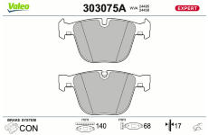 Sada brzdových destiček, kotoučová brzda VALEO 303075A