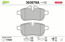 Sada brzdových destiček, kotoučová brzda VALEO 303079A