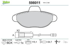 Sada brzdových destiček, kotoučová brzda VALEO 598011