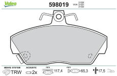 Sada brzdových destiček, kotoučová brzda VALEO 598019