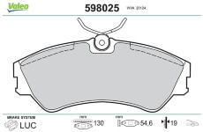 Sada brzdových destiček, kotoučová brzda VALEO 598025