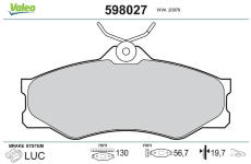 Sada brzdových destiček, kotoučová brzda VALEO 598027