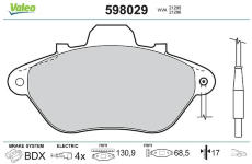 Sada brzdových destiček, kotoučová brzda VALEO 598029