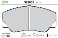 Sada brzdových destiček, kotoučová brzda VALEO 598032