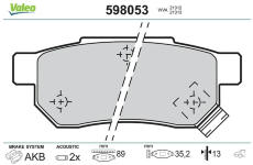 Sada brzdových destiček, kotoučová brzda VALEO 598053