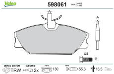 Sada brzdových destiček, kotoučová brzda VALEO 598061