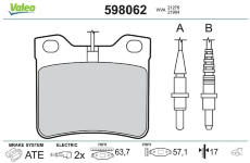 Sada brzdových destiček, kotoučová brzda VALEO 598062