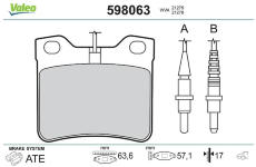 Sada brzdových destiček, kotoučová brzda VALEO 598063