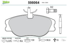 Sada brzdových destiček, kotoučová brzda VALEO 598064