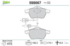 Sada brzdových destiček, kotoučová brzda VALEO 598067
