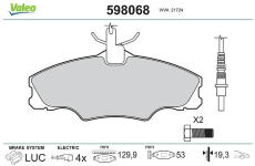 Sada brzdových destiček, kotoučová brzda VALEO 598068