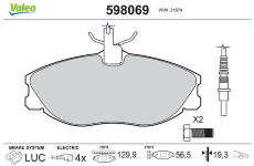 Sada brzdových destiček, kotoučová brzda VALEO 598069