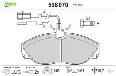 Sada brzdových destiček, kotoučová brzda VALEO 598070