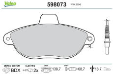 Sada brzdových destiček, kotoučová brzda VALEO 598073