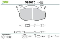Sada brzdových destiček, kotoučová brzda VALEO 598075