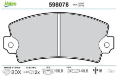 Sada brzdových destiček, kotoučová brzda VALEO 598078