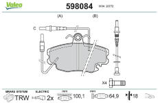Sada brzdových destiček, kotoučová brzda VALEO 598084