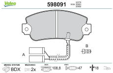 Sada brzdových destiček, kotoučová brzda VALEO 598091
