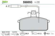Sada brzdových destiček, kotoučová brzda VALEO 598093