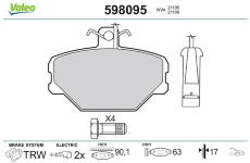 Sada brzdových destiček, kotoučová brzda VALEO 598095
